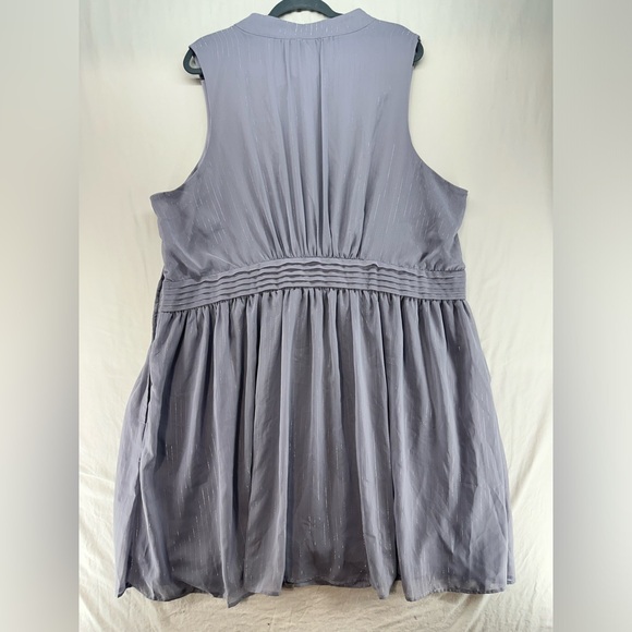 Modcloth Gray Silver Metallic Stripe Dress High Neck Keyhole Pocket Plus Size 4X - Picture 2 of 12